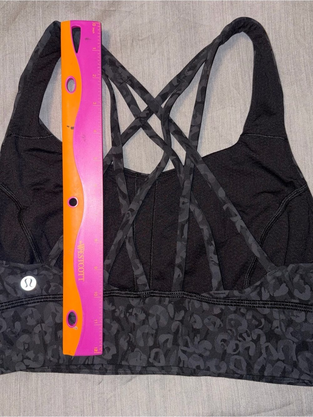 Lululemon Black Leopard Print Strappy Sports Bra 6, Longline - Picture 5 of 11